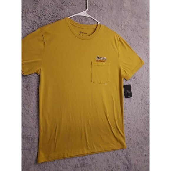 NEW Brixton Shirt Mens Small Graphic Spellout Logo Sunset Yellow Pacsun Sprint S - Picture 4 of 11